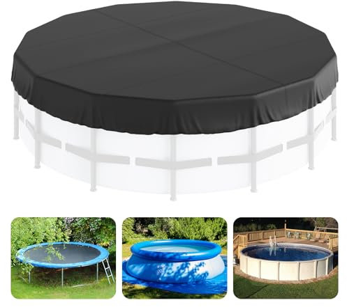 VEVOR 18 Ft Round Pool Cover, Solar Covers for Above Ground Pools, Safety Pool Cover with Drawstring Design, 420D Oxford Fabric Winter Pool Cover, Waterproof and Dustproof, Black