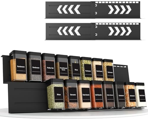 Homhut soportes para tarros de especias para cajón expandibles estante especias, organizador para cocina, encimera, Armario, Estante (2 piezas)