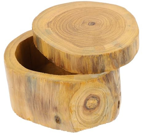 PACKOVE Runde Schmuckschatulle Im Retro-stil – Aufbewahrungshalter Aus Holz Mit Aufbewahrungshülle Und Ohrringhülle Dekoration Für Das Home Office