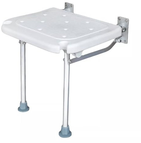 Duschsitz Klappbar Wandmontage Duschklappsitz für Wandmontage Dusche bis 130kg,Duschhocker Mit rutschfesten Füßen,Mehreren Ablauflöchern,Badhocker Hocker Duschstuhl für Senioren Kinder Weiß
