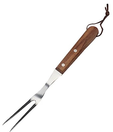 Mikinona Grillgabel Edelstahl Spieß Mit Holzgriff Outdoor Grillzubehör Hitzebeständig Rostfrei Für Steak Bbq