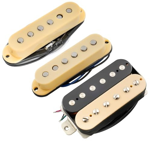 Musiclily Pro ST-60SE Alnico 5 Staggered Single Coil Tonabnehmer und Abgedeckter Humbucker HSS Hals Mitte Steg Pickup Set für Strat Style E-Gitarre, Zebra