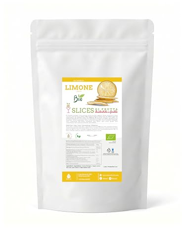 Biocal® - Limoni Bio Disidratati a Fette per Cocktail, Infusi, Acqua Aromatizzata e Cucina Naturale da Agricoltura Biologica Essiccati a Bassa Temperatura - 150g