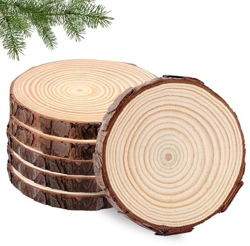 Rotondino di legno Deco 6 pz dischi in legno naturale Deco 16-17 cm di diametro, fette di legno, dischi di legno senza fori, sottobicchiere naturale legno rotondo per piroincisione, artigianato