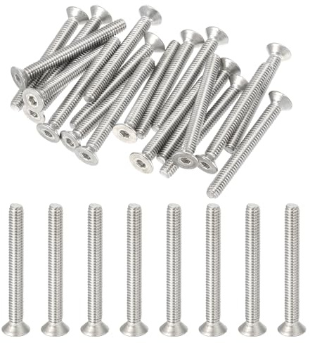 PATIKIL #8-32 x 1-1/2 Tornillos de Cabeza Plana con Cabeza, Paquete de 20 Tornillos de Acero Inoxidable 304 Avellanados Planos Tornillos de Máquina de Unidad UNC Grado 6.8