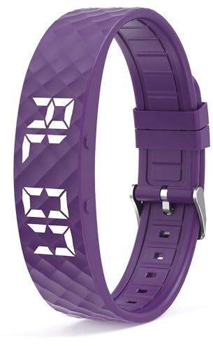 Rastreador de actividad Monitor de sueño Reloj de recordatorio de alarma vibrante para el deporte Reloj podómetro conectado niño hombre mujer pulsera niño reloj digital niño ip68 impermeable, Lila.