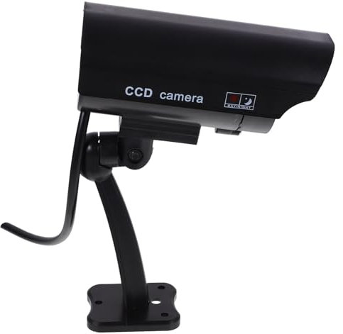 Angoily Cámara Falsa Simulación CCTV Realista Exterior Interior Instalación Fácil Led Rojo Disuade