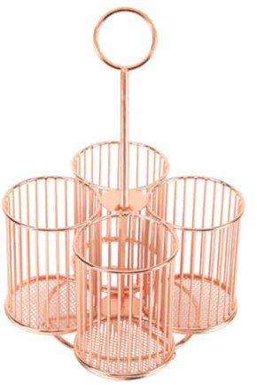 MagiDeal Desktop Storage Holder Multifunctional Cutlery Storage Holder Makeup Organizer Cutlery Rack for Forks Condiments Napkins Pens, Rose Gold