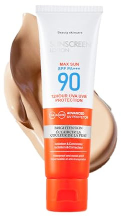 SPF 90 Suncream - Tinted Sunscreen For Face - Tinted Sunscreen Against UVA & UVB - Factor 90 Sun Cream - High Protection SPF Facial Moisturiser - Hydrating Sun Screen For Face And Body 50ML