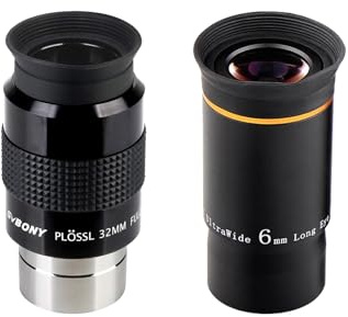SVBONY SV131 Eyepiece 32mm 1.25 Inch Plossl Telescope Eyepiece Bundle with 66 Degree Ultra Wide Angle HD 6mm Eyepiece