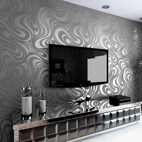 Anttyscar Modern Minimalist Wallpaper Featuring Abstract Curves with Touch of Glitter Non-Woven 3D Wallpaper for Bedroom Living Room TV Backdrop