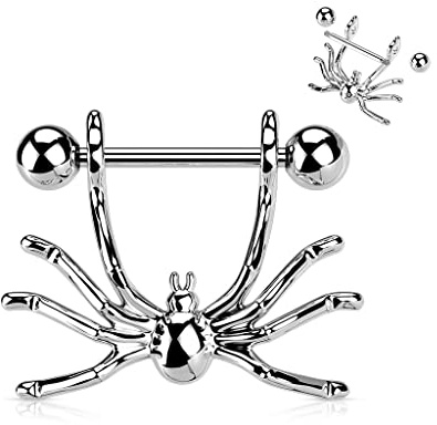 Brustwarzenpiercing HANGING SPIDER - 316L Chirurgenstahl - Nipple Shield