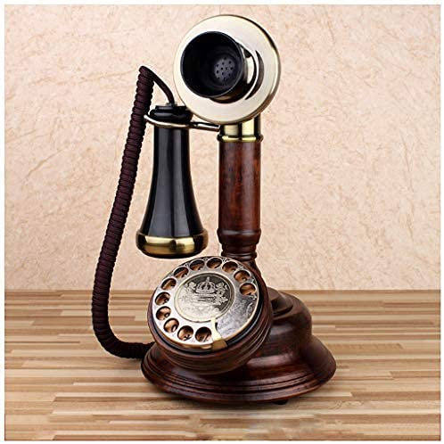 Teléfono Fijo Retro Teléfono Fijo inalámbrico de Roble Tocadiscos Vintage Teléfono mecánico con Tono de Llamada electrónico Teléfono Fijo para Ancianos Teléfono Europeo c