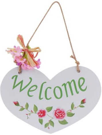 GRIRIW Handgefertigtes Holztürschild Welcome Hängeschild Mit Blumenmotiv Rustikale Holz-Dekoration Für Haustür Wetterfest Leicht Passend Für Landhausstil Und Veranda Charmante Haustürvers
