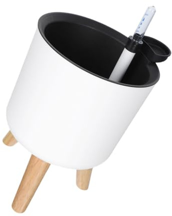 UKCOCO Maceta De Autorriego con Indicador De Nivel De Agua y Patas, Maceta Pequeña De Plástico para Plantas De Interior, Soporte Elevado para Balcón y Hogar, Riego Automático y Diseño Moderno Blanco