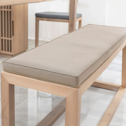 YFHT Bankauflage 100x50x5cm, waschbares Bankkissen aus Leinen mit Rutschfester Unterseite und Paspel, Sitzkissen für Gartenbank, Terrasse, Innen Fensterbank, Flurbank, Rattanstühle usw