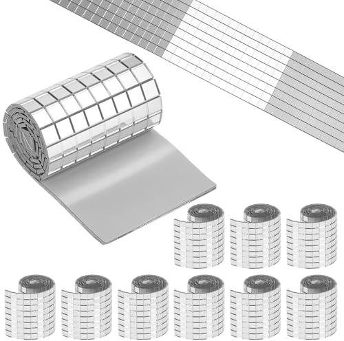 QWORK® 4720 Stück Selbstklebende Mosaikfliesen, 5 x 5 mm Quadratische Glasspiegel Mosaikfliesen, für DIY Handwerk und Dekoration (Silber)