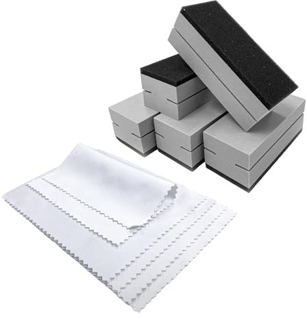 Tek Automotive 10pc Pro Ceramic Coating Set – 5x Microfibre Suede Cloths (12x10cm) & 5x Foam Applicator Pads – Premium Microfibre & Ergonomic Design for Ceramic Car Coating Application