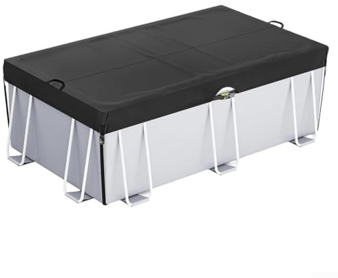 Bâche de piscine rectangulaire résistante aux intempéries, fabriquée en tissu Oxford 210D avec cordon de serrage pour une protection efficace de la piscine (4,3 x 2,4 m)