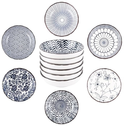YAYODS 12 Stück Dipschalen Keramik - 9,5x2,5cm Kleine Dip Schälchen - Sushi Sojasauce Schälchen - Kleine Schüsseln als Saucenschälchen, Snackschalen, Dessertschalen Porzellan