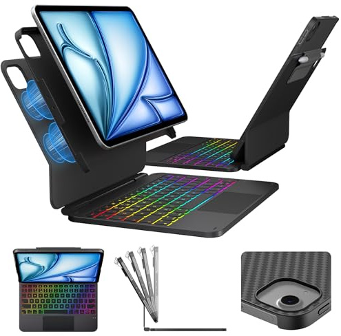typecase Edge+ - Funda con teclado para iPad Air de 11 pulgadas (M3 2025/M2 2024), iPad Air de 5ª/4ª generación y iPad Pro de 11 pulgadas (4ª, 3ª, 2ª, 1ª generación), funda trasera desmontable