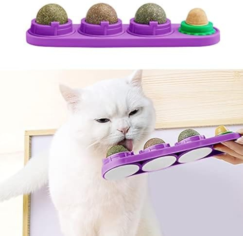 STARROAD-TIM Katzenminze Wandball Katzenminze Spielzeug für Katzen Zähne sauber essbar rotierende Katzenminze Bälle gesunde natürliche Katzenleckerli (Lila)