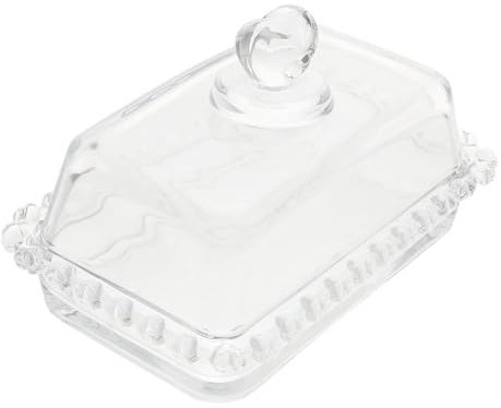 DOITOOL Mantequera de Vidrio con Tapa Transparente Plato para Mantequilla y Queso Recipiente Duradero para Conservar Frescura Nevera Diseño Clásico Elegante para Mesa Diaria