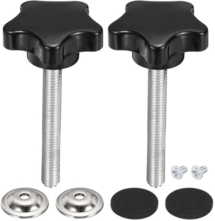 sourcing map 2Pcs Star Knobs, M8 x 60mm Plastic Knurled Thumb Screw Knobs 40mm Width Handle Replacement with Washer & Screw for Lawn Mower Umbrella Base Clamps Replacement Machinery