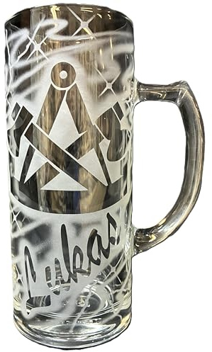 Bierkrug 0,3 l mit Gravur Zimmerer Zimmermann Logo Zunftzeichen und Name personalisiert Glas Krug Bierglas Bierseidel Glaskrug individuell Geschenk Handwerker Handwerk