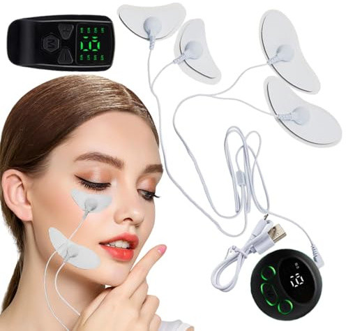 Massaggiatore Viso EMS – Stimolatore Muscoli Facciali Con Pad Massaggiatore EMS | Macchina Lifting Facciale Multifunzionale Per Allenamento, Dimagrimento E Tonificazione Viso, Pelle Leggera E Stimolaz