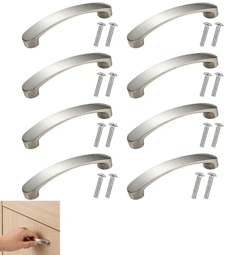 YouthLoxus 8 PCS Set of Silver Cupboard Handles, Aluminum Alloy Handles, Spacing 96mm Kitchen Door Handles with Screws, Used for Drawer Cabinets, Wardrobes, Furniture, Cabinets, Kitchen Handles