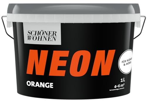 1L Schöner Wohnen NEON Wand- und Möbelfarbe, Orange, seidenmatt