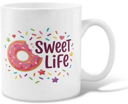 Taza de café de cerámica con forma de dona, divertida y divertida taza de café con diseño de corazones, sin melocotón, con asa, ideal para amigos, familiares, compañeros de trabajo, profesores