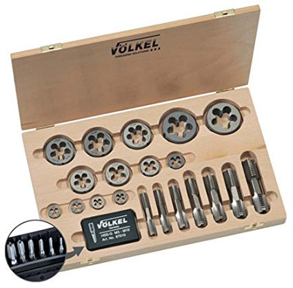 Völkel, 48623, HexTap-Satz, Doppelseitiger Gewindebohrer, Multi-Drive, mit Schneideisen, HSS-G, 3-30