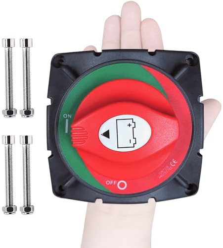 Ampper Hochstrom-Batterieschalter, 12-48 V Batteriehauptschalter Trennschalter für Boot, Schiff, Yacht, Wohnmobil, LKW (Ein/Aus, Hochstrom)