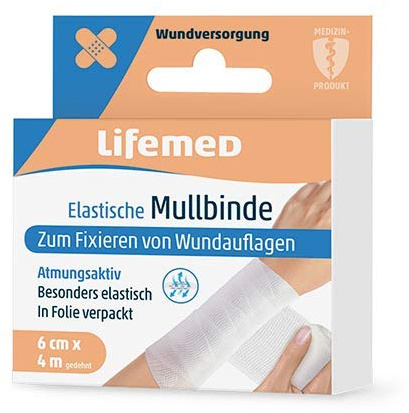 Lifemed Elastische Mullbinde 4 m x 6 cm weiß (8 Stück)