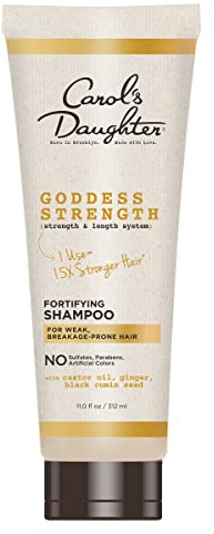 Carol's Daughter Goddess Strength Fortifying Shampoo For Wavy, Coily and Curly Hair, Sulfate Free Shampoo with Castor Oil for Weak Hair, 11 Fl Oz