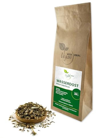 VITA IDEAL Vegan® WASSERDOST - Kraut dreiteilig 200g geschnitten & getrocknet - Eupatorium cannabinum - WASSERDOSTKRAUT - Kräuter Tee & Aufguss.Natürlich, pflanzlich & ohne Zusatzstoffe.