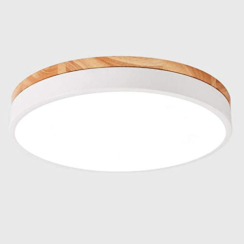 Modern LED Rund Deckenleuchte Dimmbar mit Fernbedienung Deckenlampe Weiss Metall Holz-Lampe Badlampe Macaron Multicolor Schlafzimmerlampe Decken-Beleuchtung Galerie Toilette Flur Balkon,φ30CM