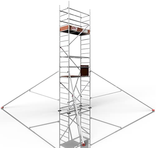 ALTEC Rollfix 2.0 600 | 6m Arbeitshöhe | hvst. Fußplatten | Dreieckausleger | Made in Germany | TÜV | belastbar 200kg/m² | Norm - DIN EN 1004-1 | Modulares Arbeitsgerüst | Alu-Gerüst