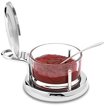 Gravidus Marmeladendose Parmesandose Servierschale Zuckerdose Marmeladendose aus Edelstahl und Glas
