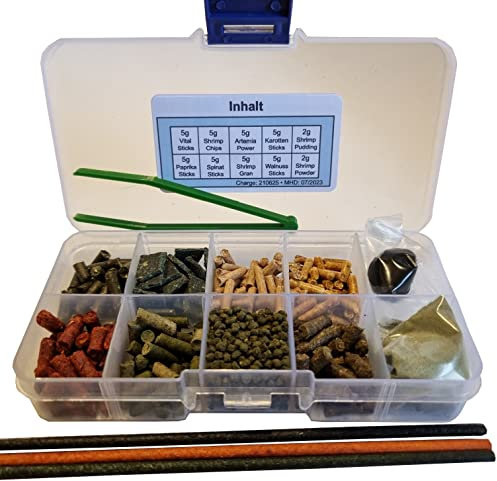 Futtersticks-Set für Garnelen / 44g (Sticks + Powder + Pudding) in der abgebildeten Box