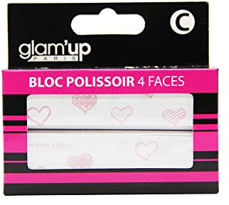 Glam’Up Paris - Bloc Polissoir 4 Etapes - Lime à Ongles - Bloc de Ponçage 4 Fonctions - Usage Professionnel et Personnel - 2 Pièces