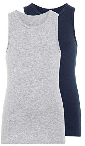 Name IT Jungen Nkmtank Top 2p Grey Melange Noos Unterhemd