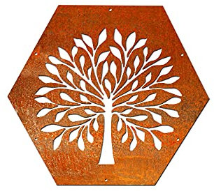 FIREND HEXAGON DEKORPLATTE NR.3 für Kaminholzregal Brennholzregal Metall Feuerholzregal CortenStahl