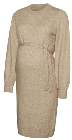 MAMALICIOUS Damen Mlnewanne L/S Abk Knit A. Noos Dress, Natural Melange, S EU