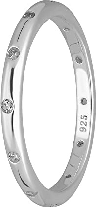 Treuheld® Schmaler 925 Sterling Silber Ring mit Kristallen | 3 Farben