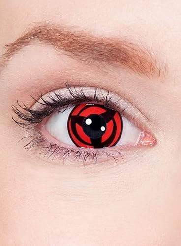 Maskworld Kakashis Mangekyou Sharingan Kontaktlinsen/Jahreslinsen - Motivlinsen ohne Sehstärke - Unisex - Erwachsene - ideal für Halloween, Karneval, Motto- und Horror-Party