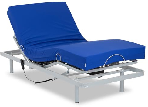 Gerialife - Seniorenbett elektrisch verstellbar, Pflegematratze mit Kaltschaumkern und wasserdichtem Bezug Visco (80x200)