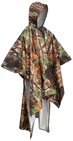 Xixiuly Rain Ponchos for Adults Waterproof Raincoats for Men Emergency Lightweight Rain Coats with Hood Outdoor Packable Camping Hiking Cycling Travel Leaf Camouflage